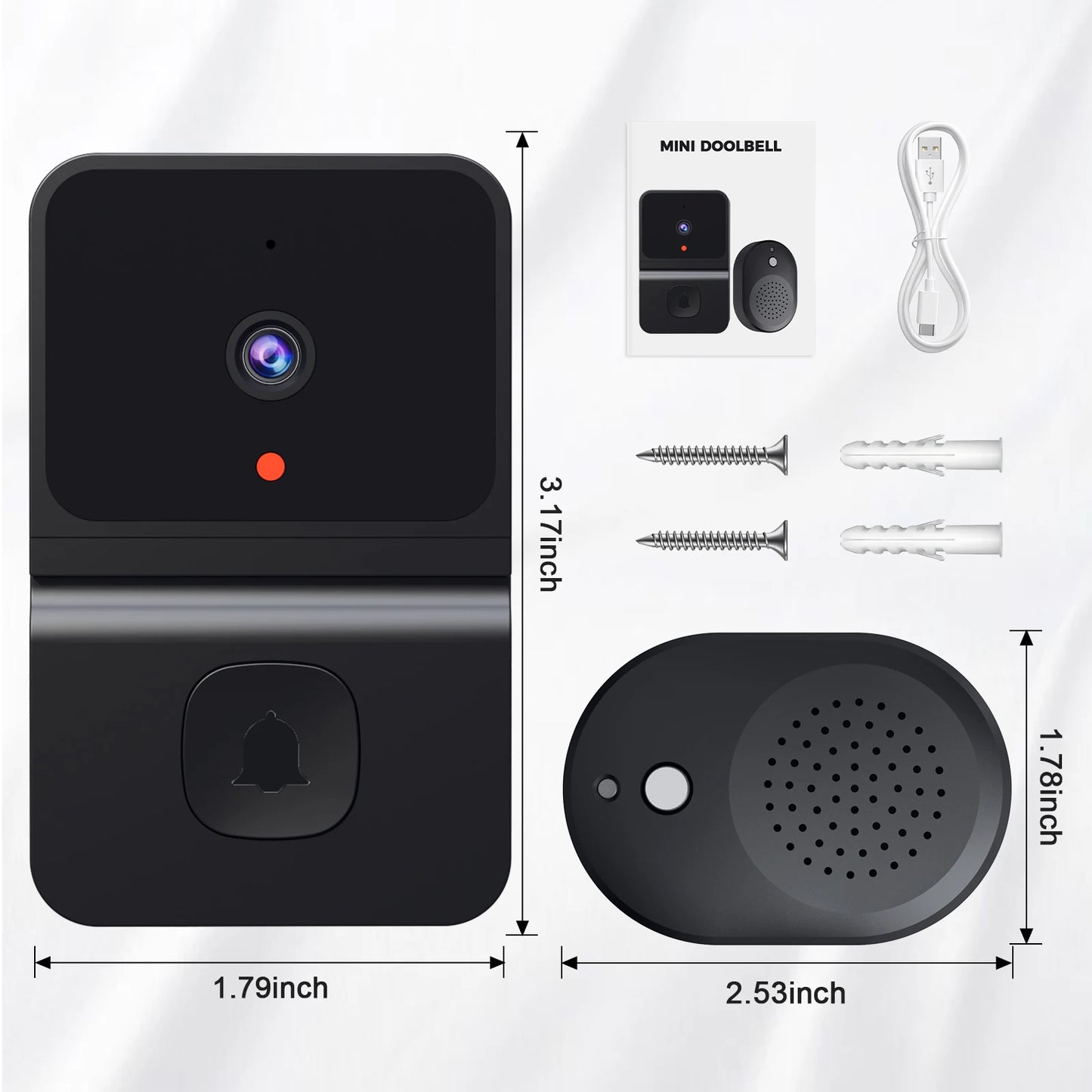 Sonerie fara fir WiFi, Videointerfon Wireless, Viziune Nocturna, Acces Telefon, Convorbire Bidirectionala, Notificari Direct Pe Smartphone - ZeltriZ