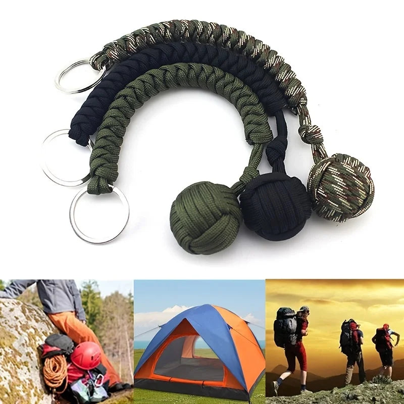 Breloc de Supravietuire, Accesoriu de Protectie pentru Siguranta in Aer Liber, Bila de Otel cu Paracord - ZeltriZ