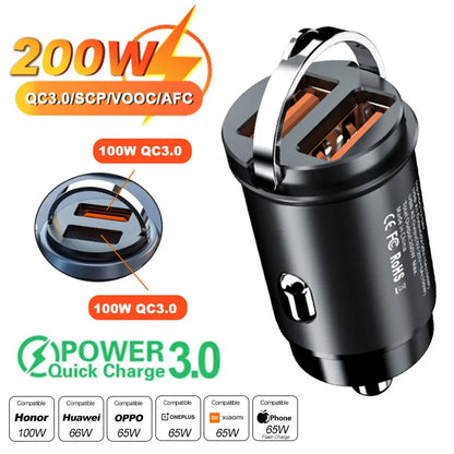 100W/200W QC3.0 PD 12-24V Bricheta Incarcare Rapida pentru Masina Incarcator USB tip C pentru Xiaomi Samsung Huawei iPhone - ZeltriZ