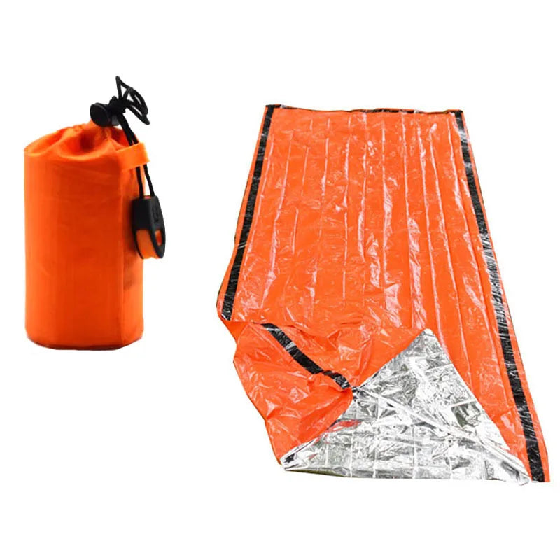 Sac de Dormit Portabil, Rezistent la Apa, pentru Supravietuire in Caz de Urgenta, in Aer Liber, Echipament pentru Camping, Sac Termic, Kit de Prim Ajutor, Patura din Mylar - ZeltriZ