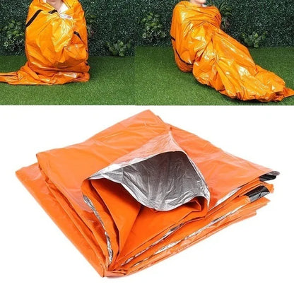 Sac de Dormit Portabil, Rezistent la Apa, pentru Supravietuire in Caz de Urgenta, in Aer Liber, Echipament pentru Camping, Sac Termic, Kit de Prim Ajutor, Patura din Mylar - ZeltriZ