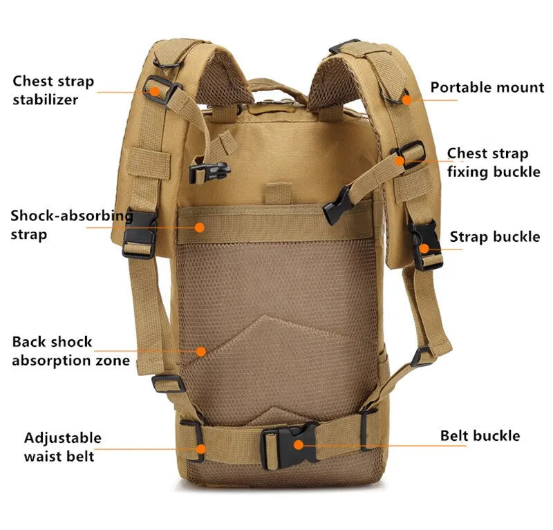 Rucsac Tactic Militar, 30L, Imprimeu Camuflaj, Impermeabil, Ideal pentru Calatori, Catarari in Aer Liber, Vanatoare, Pescuit, Drumetii - ZeltriZ