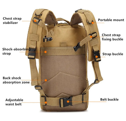 Rucsac Tactic Militar, 30L, Imprimeu Camuflaj, Impermeabil, Ideal pentru Calatori, Catarari in Aer Liber, Vanatoare, Pescuit, Drumetii - ZeltriZ