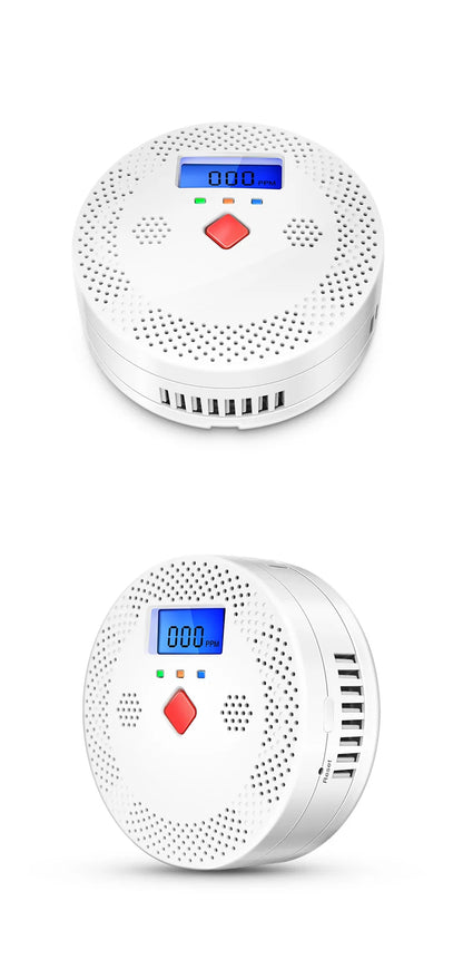 Detector Inteligent de Fum si Monoxid de Carbon, Smart WIFI, Alerta pe Telefon, Avertizare Sonora, Alarmă 70dB, Afisaj Digital LCD, Compatibil cu Aplicatia Tuya si Smart Life