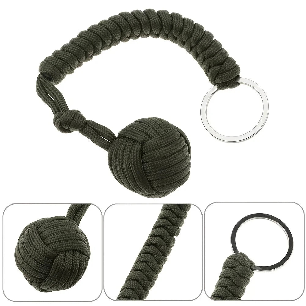 Breloc de Supravietuire, Accesoriu de Protectie pentru Siguranta in Aer Liber, Bila de Otel cu Paracord - ZeltriZ