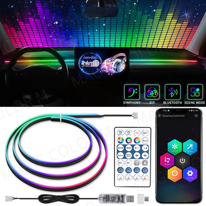 Lumini LED Interiore Ambientale pentru Masina, RGB, USB, APP, Control Telecomanda - ZeltriZ