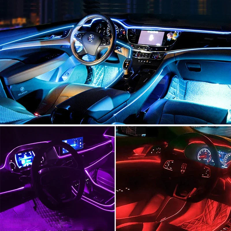 Fir Neon Lumina Ambientala Auto, 5M, USB, Cigarette drive, Multifunctional, Usor de instalat, Civerse Culori - ZeltriZ